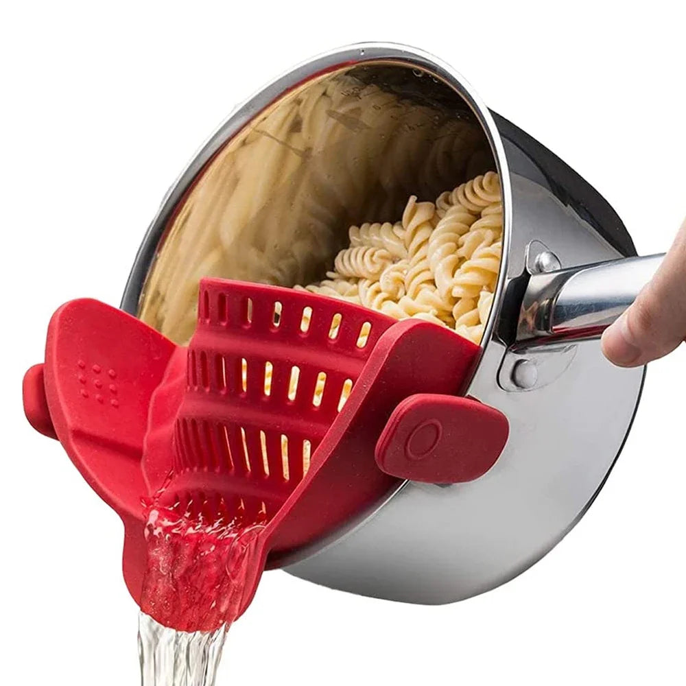 Silicone Strainer Clip – Clip-On Pot Drainer for Kitchen