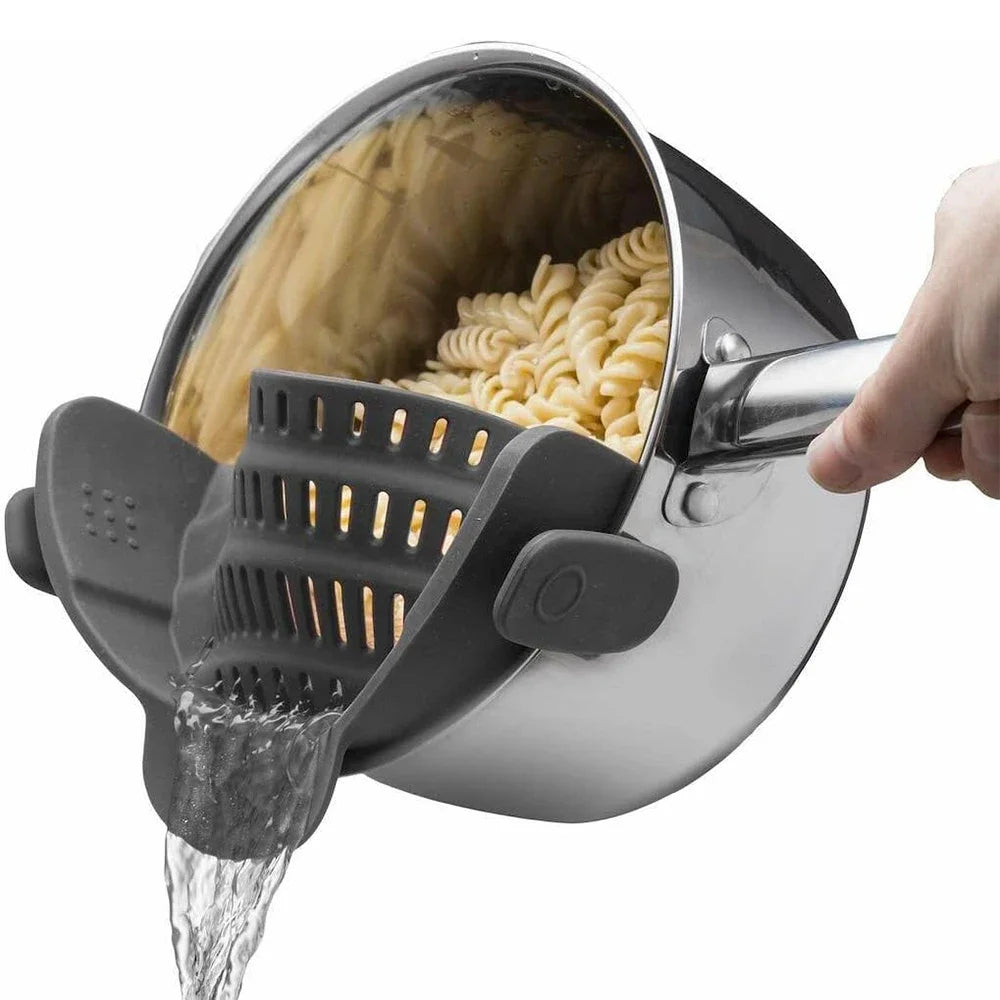 Silicone Strainer Clip – Clip-On Pot Drainer for Kitchen