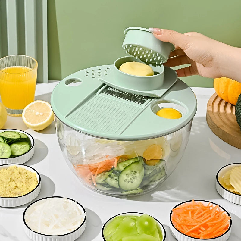 7‑Piece Multifunction Salad Spinner Set – Complete with cutter/ slicer, Salad Preparation Set for Washing Drying & Serving Fresh Produce