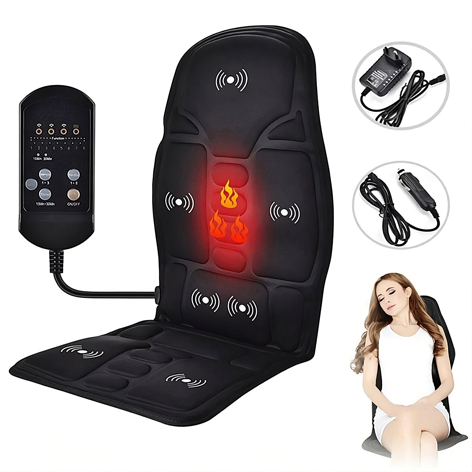 Multi-Mode Vibrating Massage Chair Pad – Heated Massage Seat Cushion for Relaxation