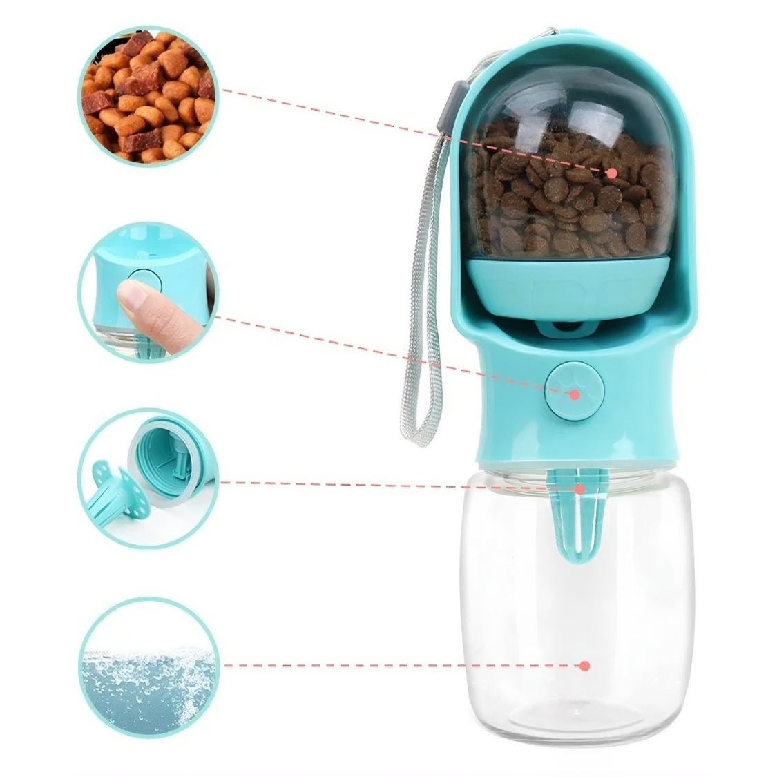 Portable Pet Water Bottle – Leakproof Dog and Cat Water and Food Dispenser for Travel