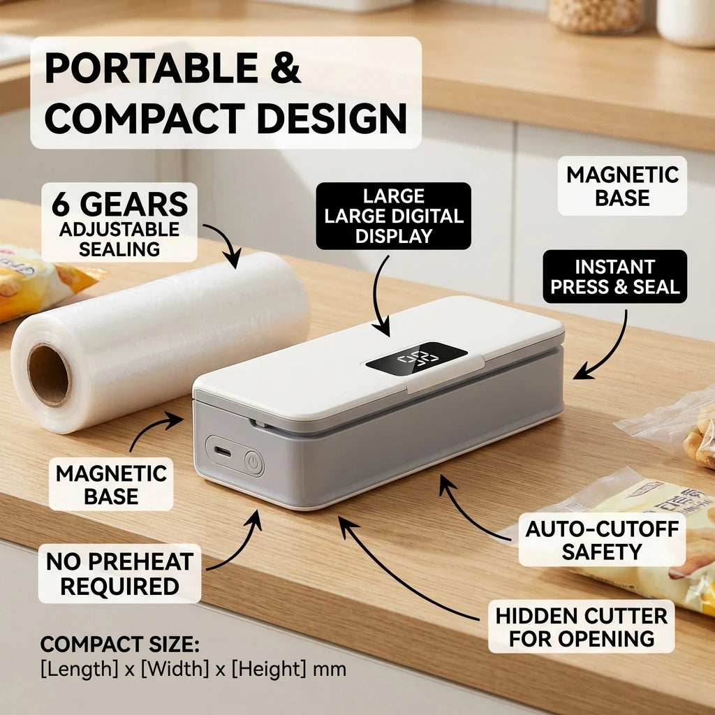 Kitchen Bag Sealer – Portable Heat Sealer for Keeping Food Fresh Longer