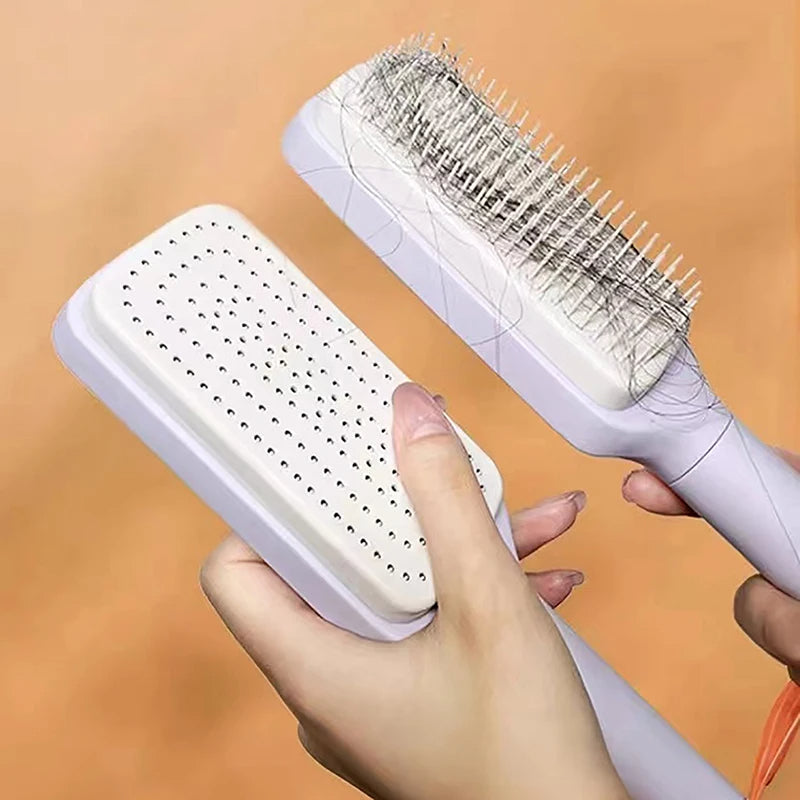 Retractable Hair Bristles Brush – Self-Cleaning for Easy Hair Detangling