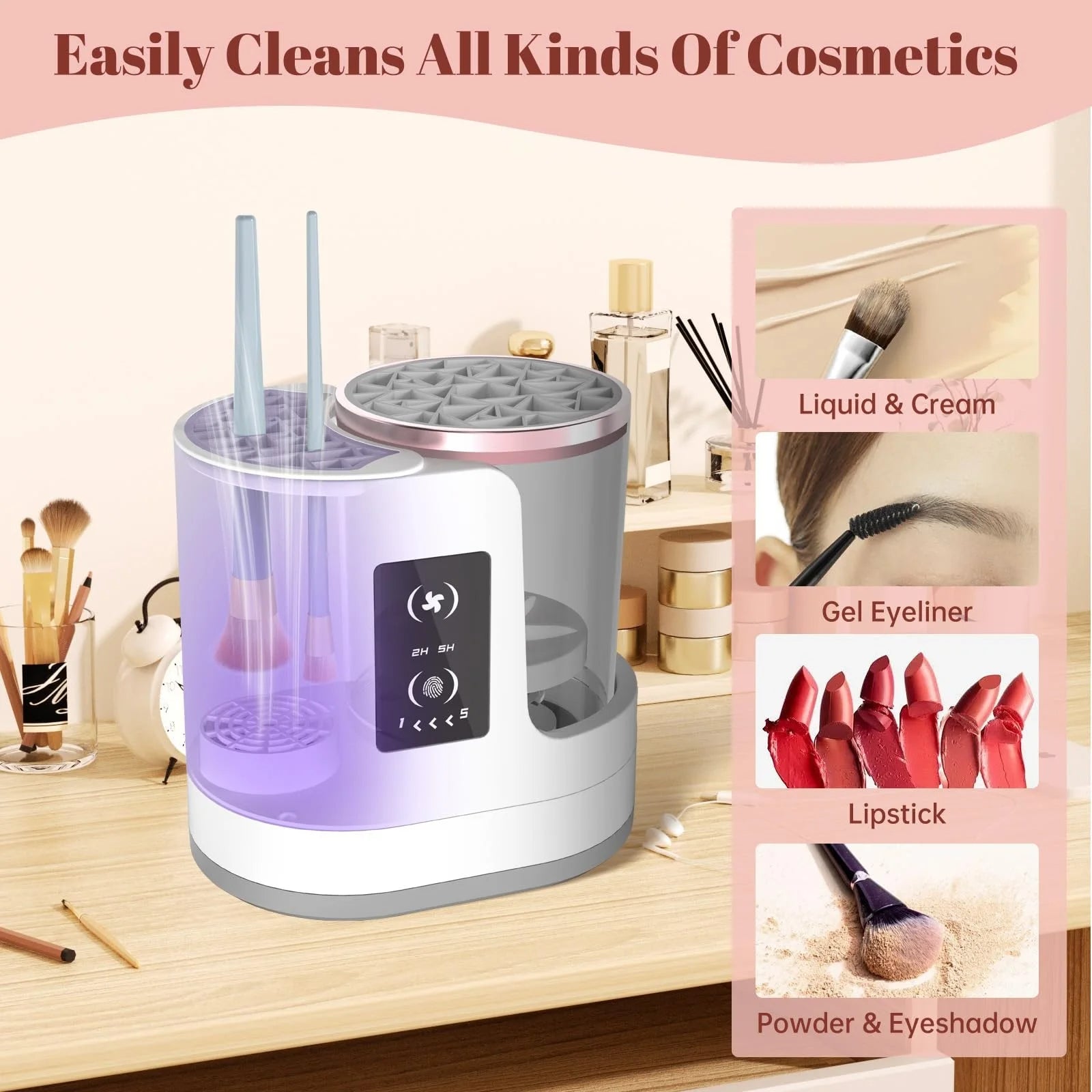 3-in-1 Electric Makeup Brush Cleaner – Automatic Brush Washer & Dryer
