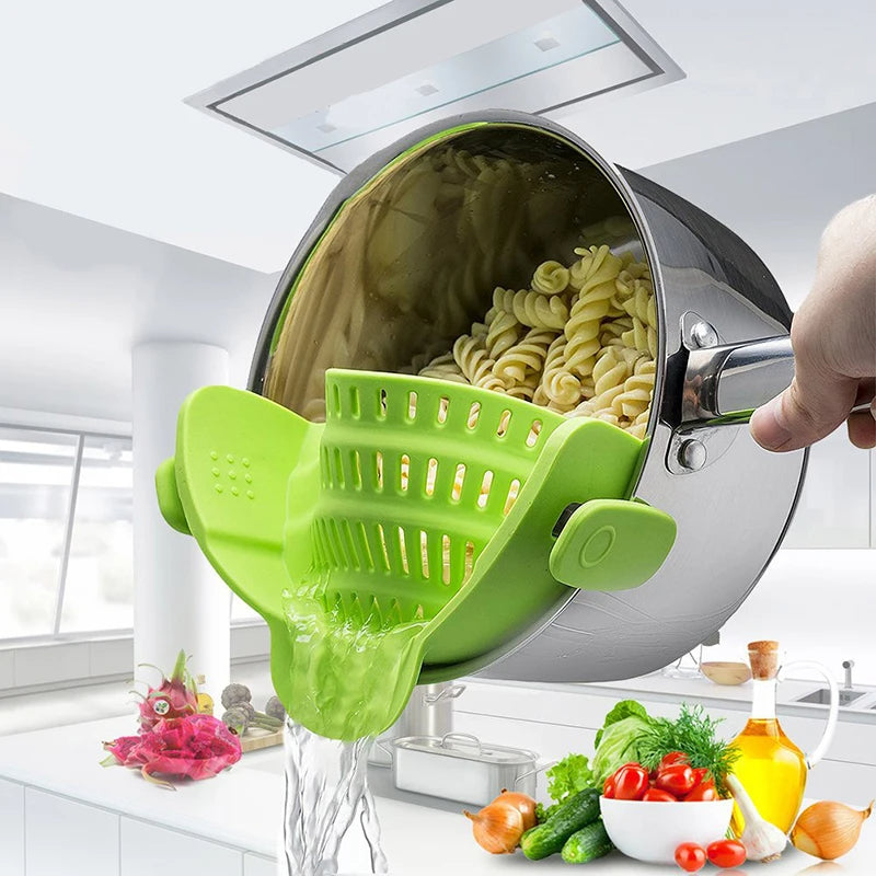 Silicone Strainer Clip – Clip-On Pot Drainer for Kitchen