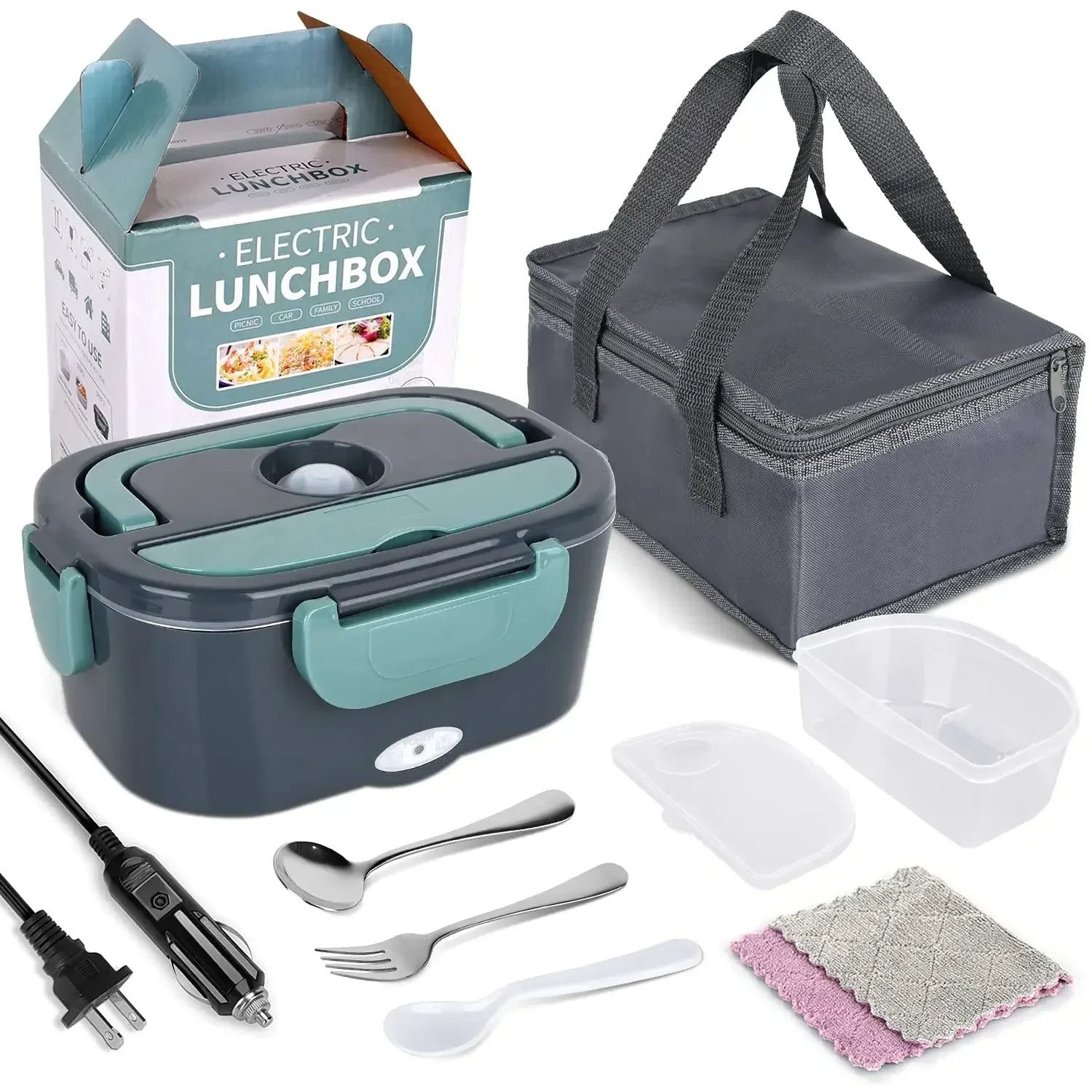 2-In-1 Electric Heating Lunch Box – Portable Food Warmer for Car & Office Meals