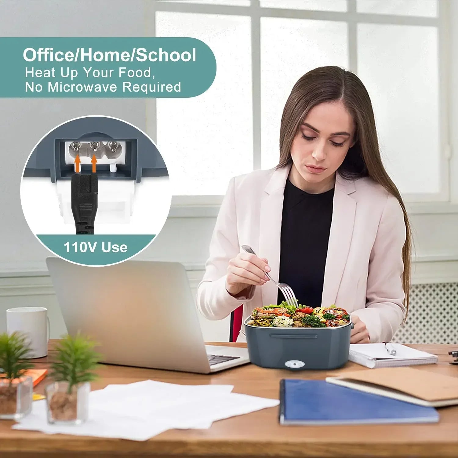 2-In-1 Electric Heating Lunch Box – Portable Food Warmer for Car & Office Meals