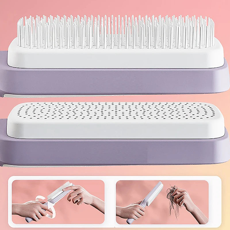 Retractable Hair Bristles Brush – Self-Cleaning for Easy Hair Detangling