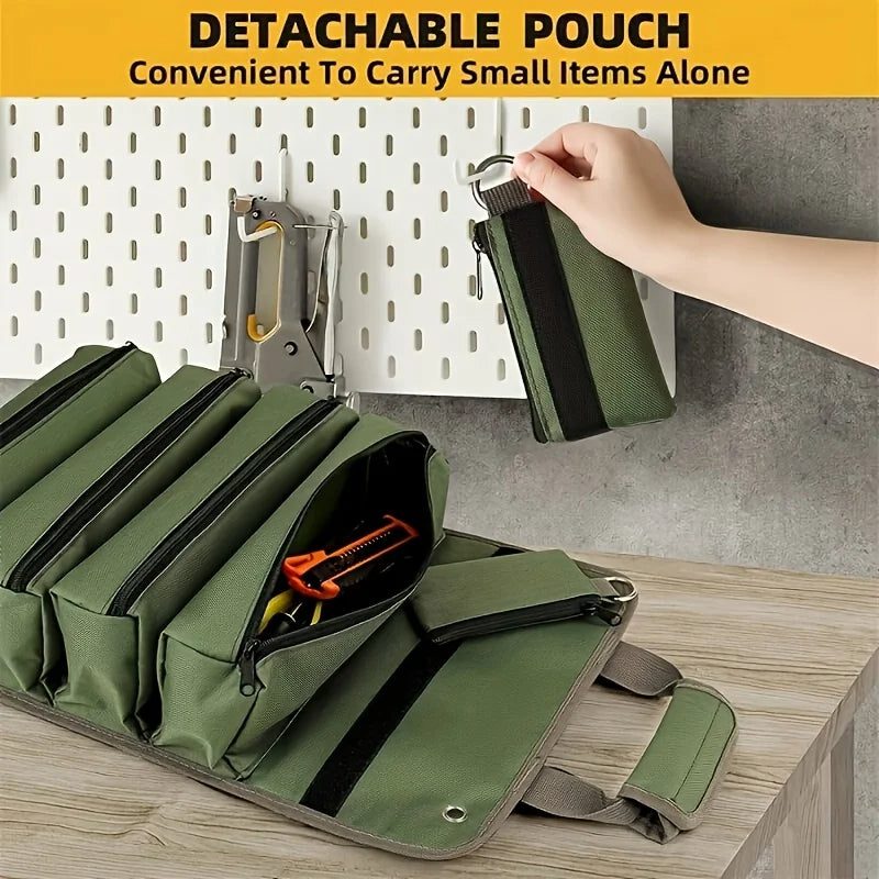 Heavy-Duty Roll-Up Tool Bag – Portable Tool Organizer for Mechanics & Electricians