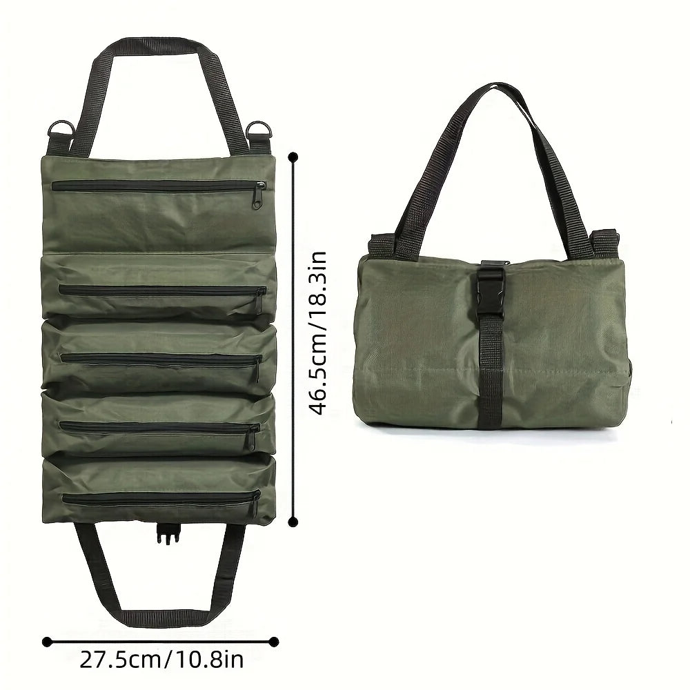 Heavy-Duty Roll-Up Tool Bag – Portable Tool Organizer for Mechanics & Electricians