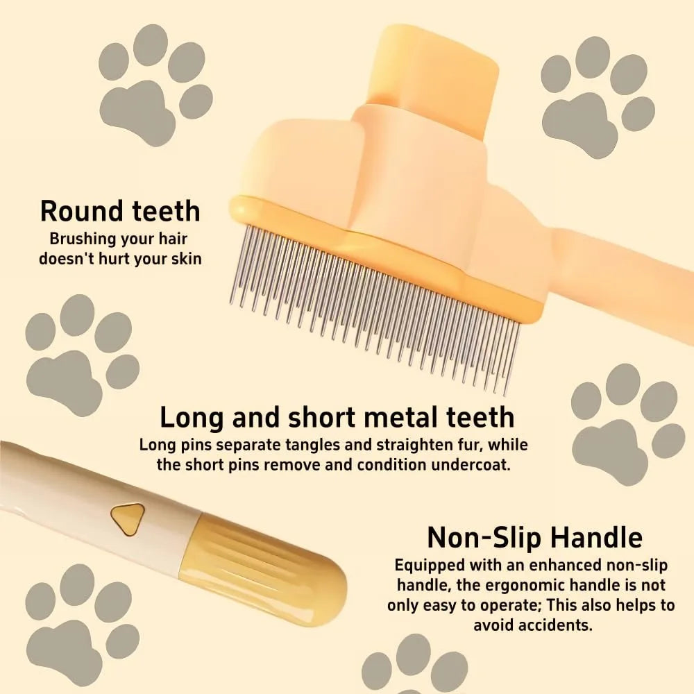 Pet Hair & Flea Comb – Fine-Tooth Grooming Brush for Removing Tangles, Fleas & Loose Fur
