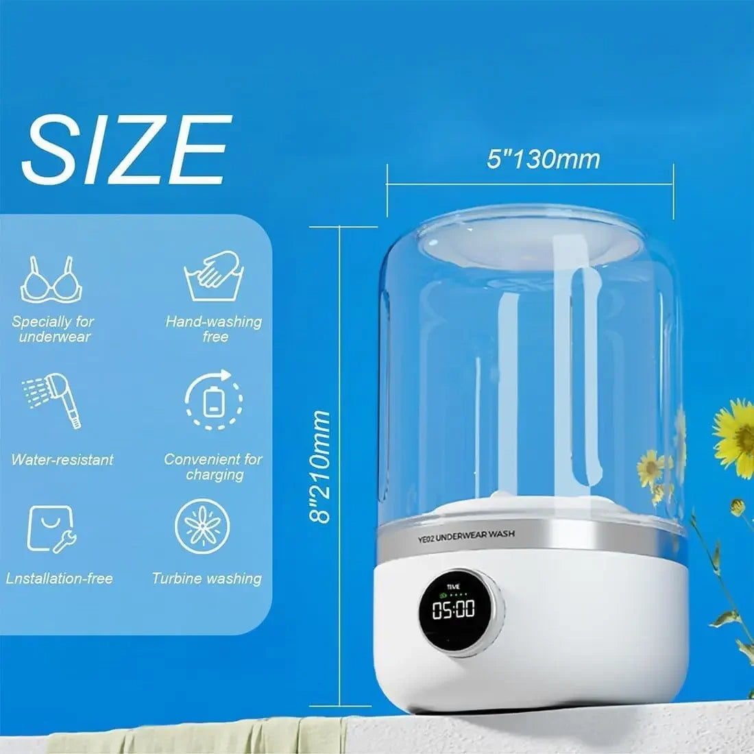 Portable Mini Washing Machine – Compact USB Powered Laundry Cleaner for Travel, Underwear & Small Loads