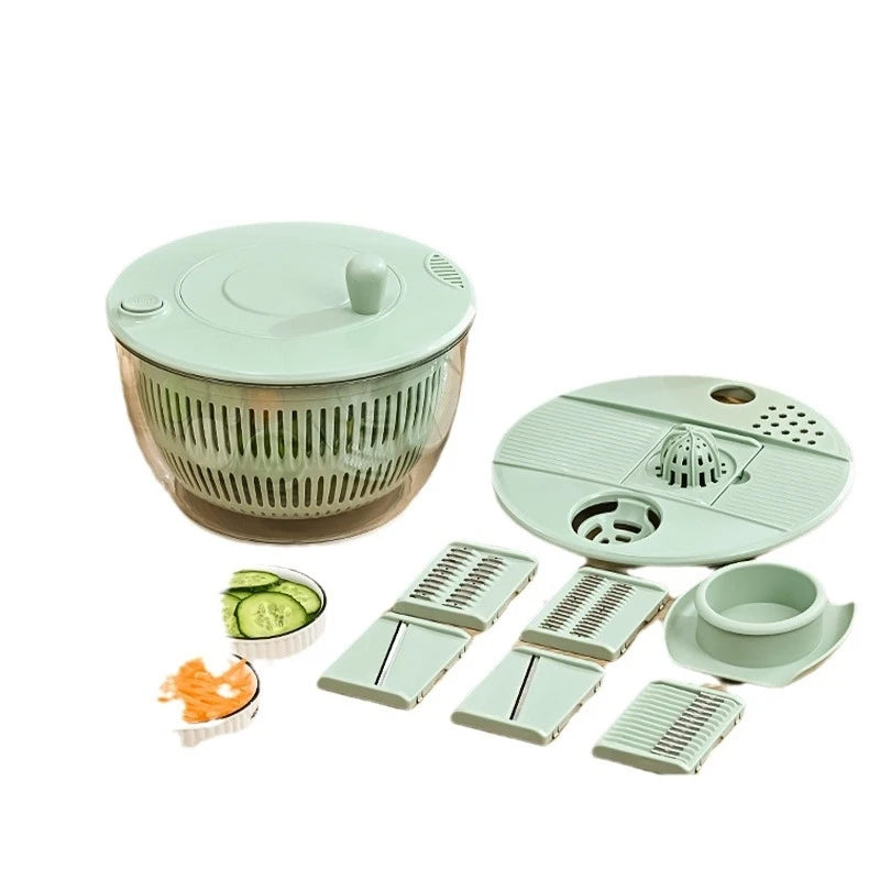 7‑Piece Multifunction Salad Spinner Set – Complete with cutter/ slicer, Salad Preparation Set for Washing Drying & Serving Fresh Produce