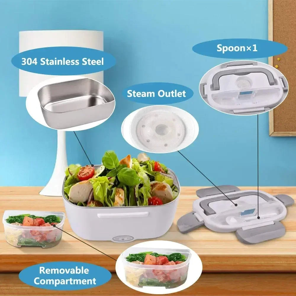 2-In-1 Electric Heating Lunch Box – Portable Food Warmer for Car & Office Meals
