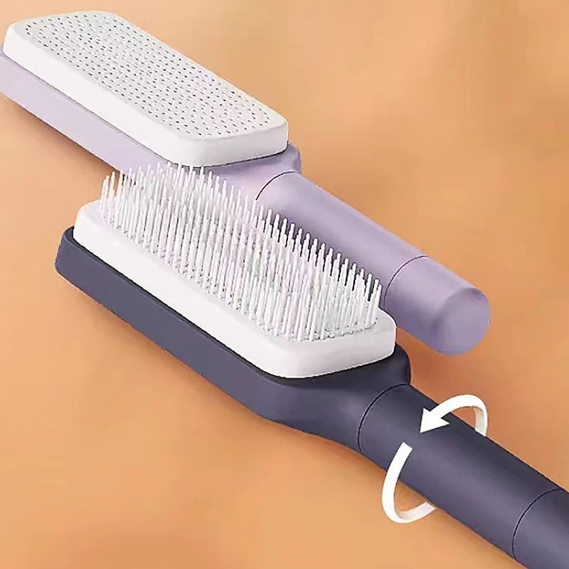 Retractable Hair Bristles Brush – Self-Cleaning for Easy Hair Detangling