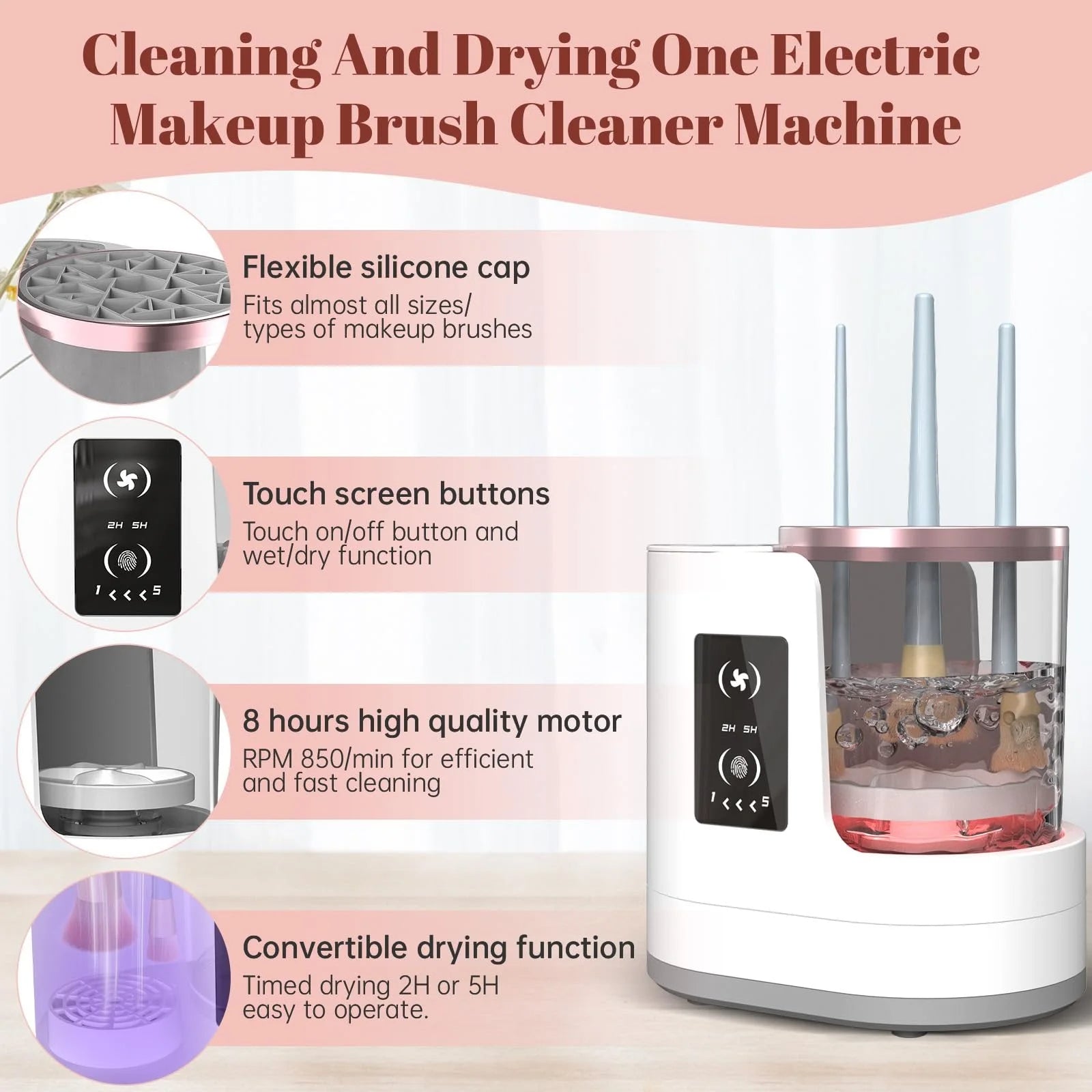 3-in-1 Electric Makeup Brush Cleaner – Automatic Brush Washer & Dryer