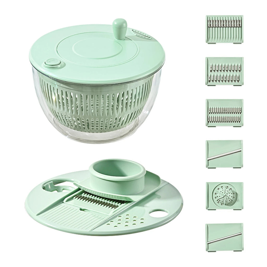 7‑Piece Multifunction Salad Spinner Set – Complete with cutter/ slicer, Salad Preparation Set for Washing Drying & Serving Fresh Produce