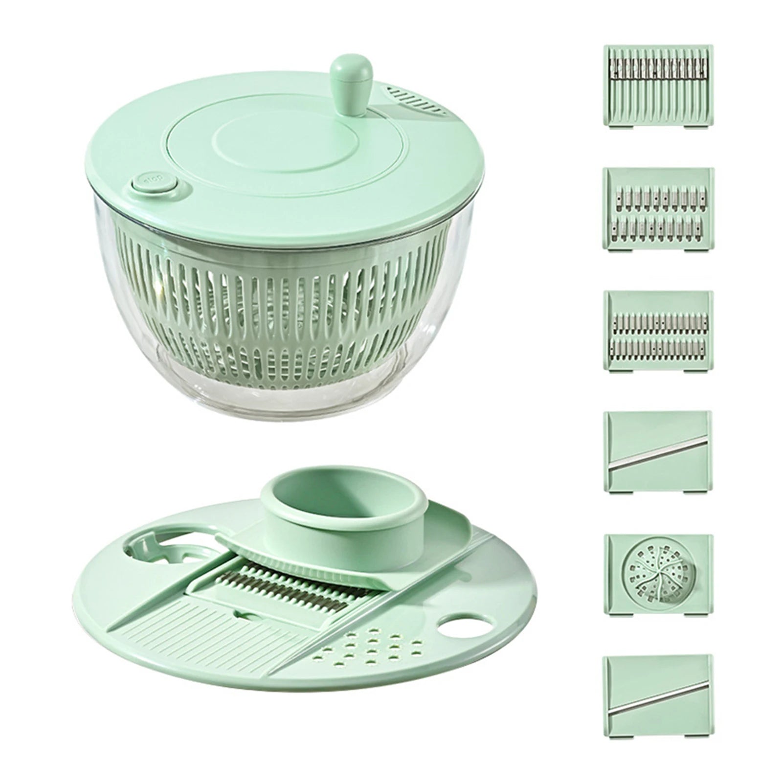 7‑Piece Multifunction Salad Spinner Set – Complete with cutter/ slicer, Salad Preparation Set for Washing Drying & Serving Fresh Produce