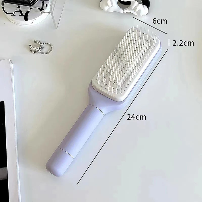 Retractable Hair Bristles Brush – Self-Cleaning for Easy Hair Detangling