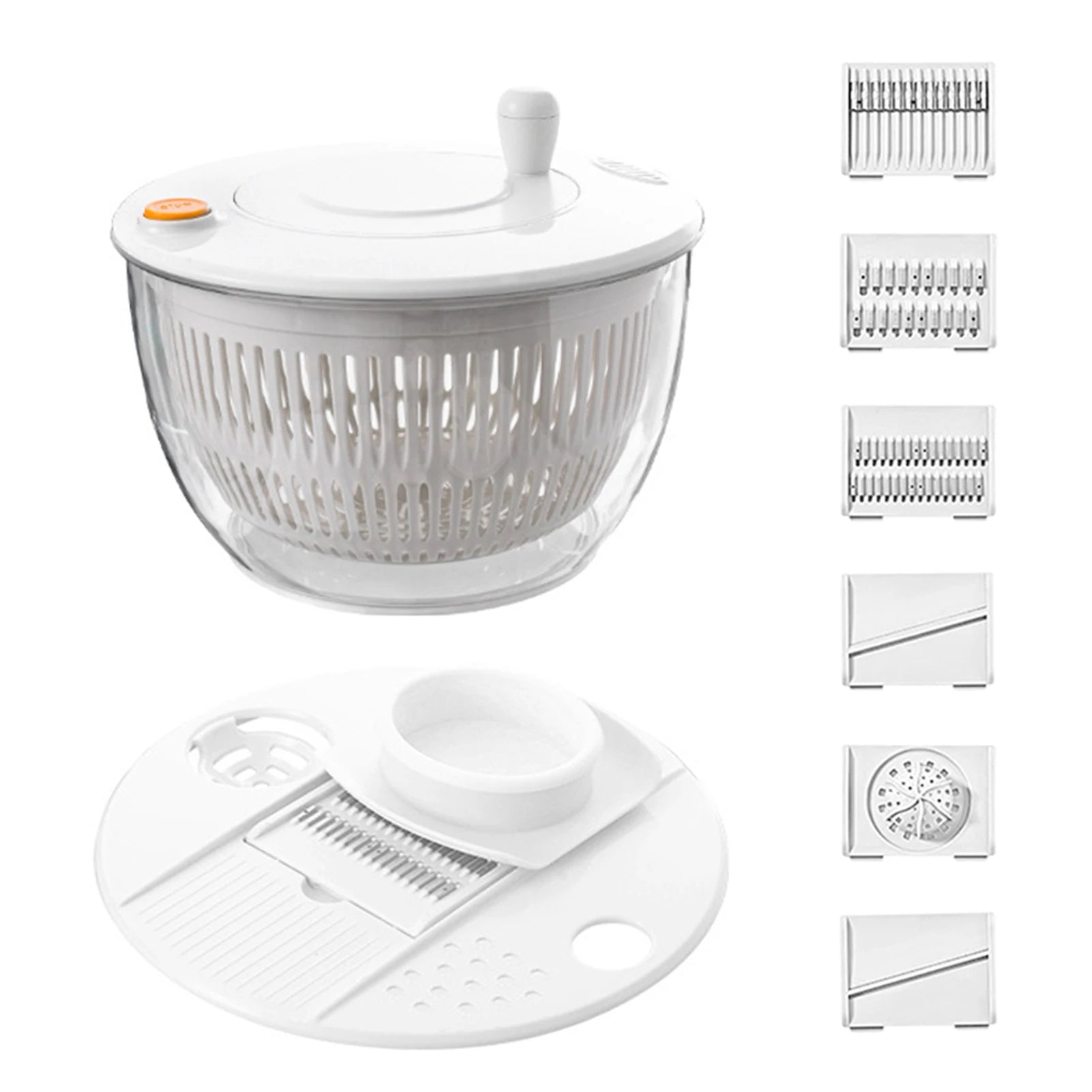 7‑Piece Multifunction Salad Spinner Set – Complete with cutter/ slicer, Salad Preparation Set for Washing Drying & Serving Fresh Produce