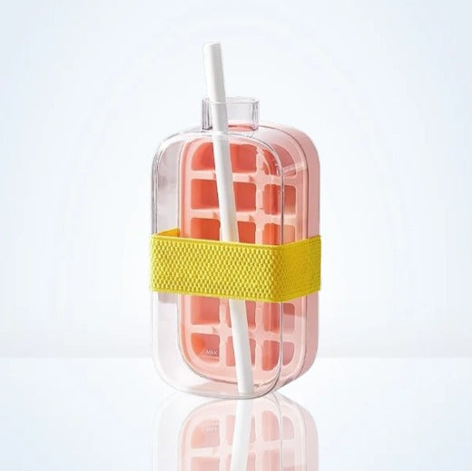 Ice Cube Tray With Straw – Ice Mold Bottle with Built-In Straw for Cold Drinks